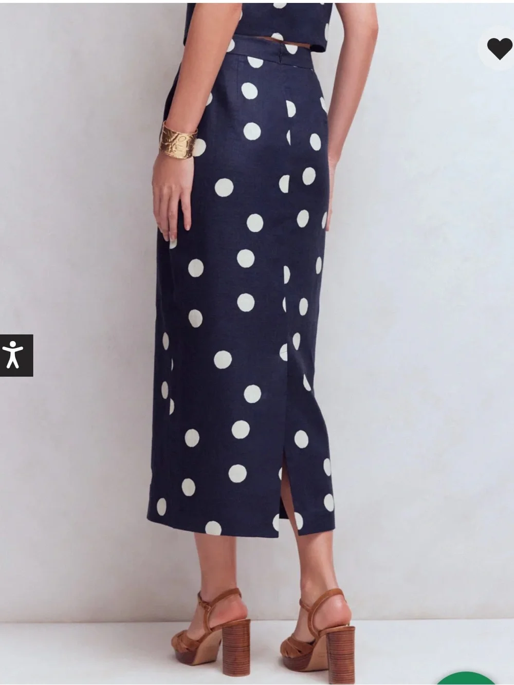 Longline Column Skirt French Navy, Ivory Spot